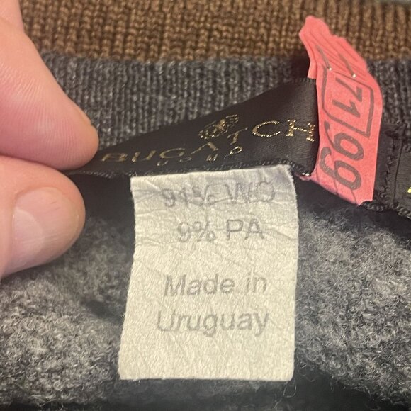 Bugatchi Uomo Wool Sweater Mens Large Gray Long Sleeve Minimalist Modern Design - Picture 7 of 7